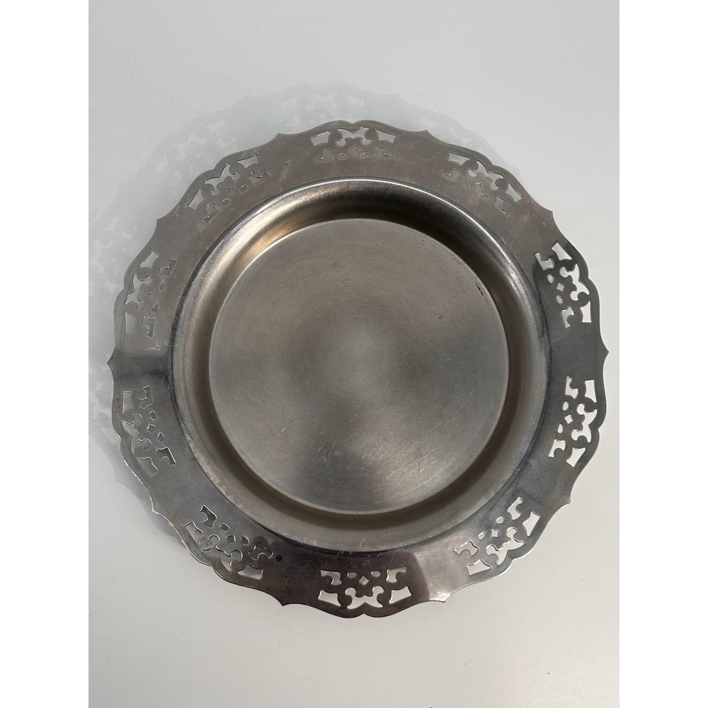 Vintage WM A Rogers Silverplate Pierced Rim Serving Plate Dish Allegheny Metal